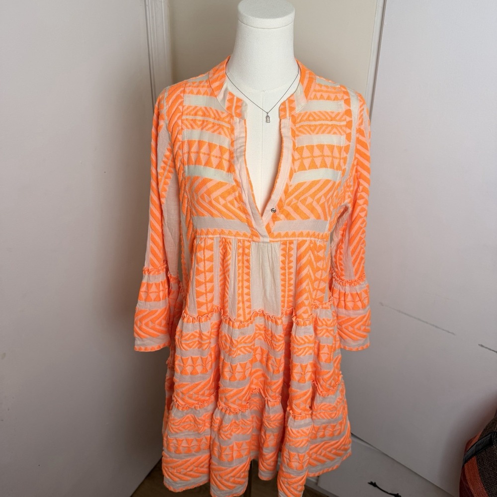 Devotion Twins Ella dress Pink Size Small Orange And White Cotton